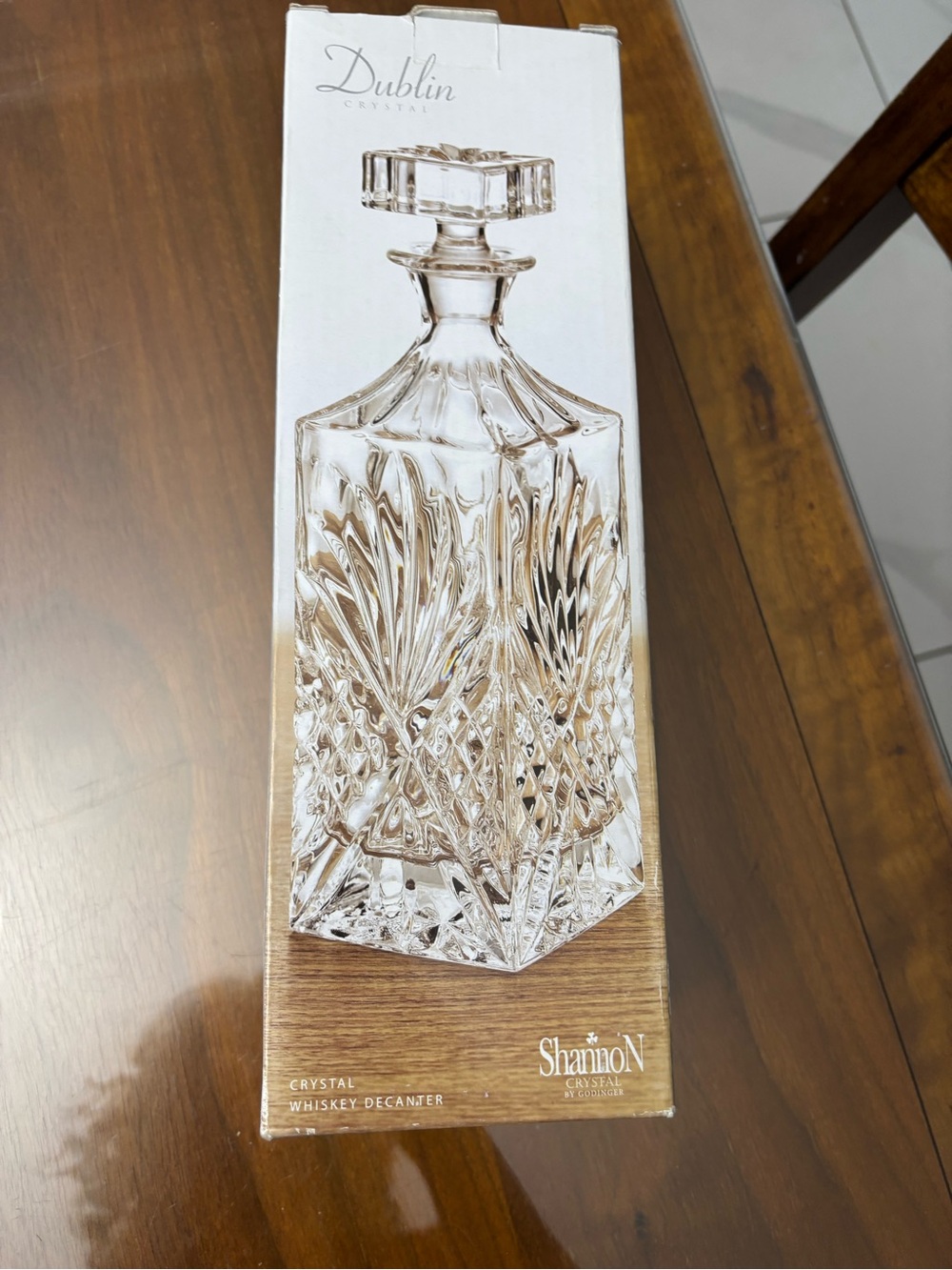 NEW - Shannon Crystal Clear Whiskey Decanter - Clear Glass